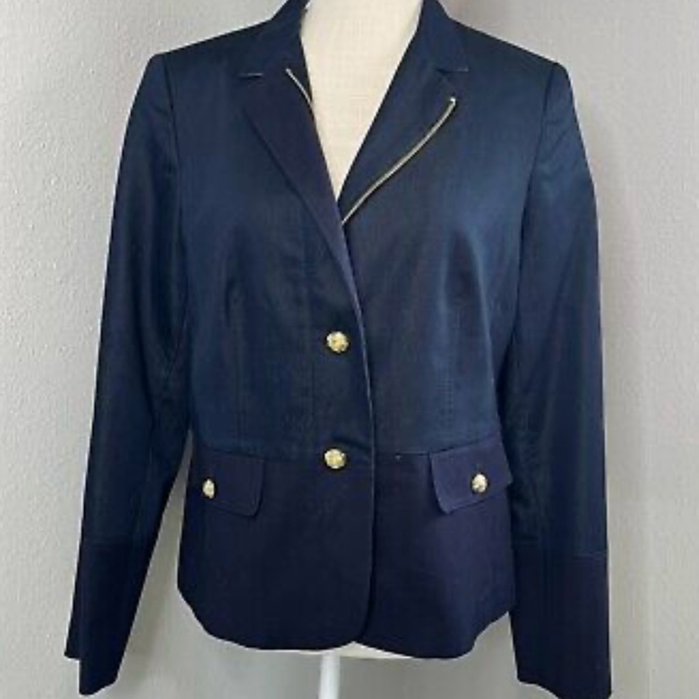 Jones New York Blue and Gold Blazer Tailored Business Style
